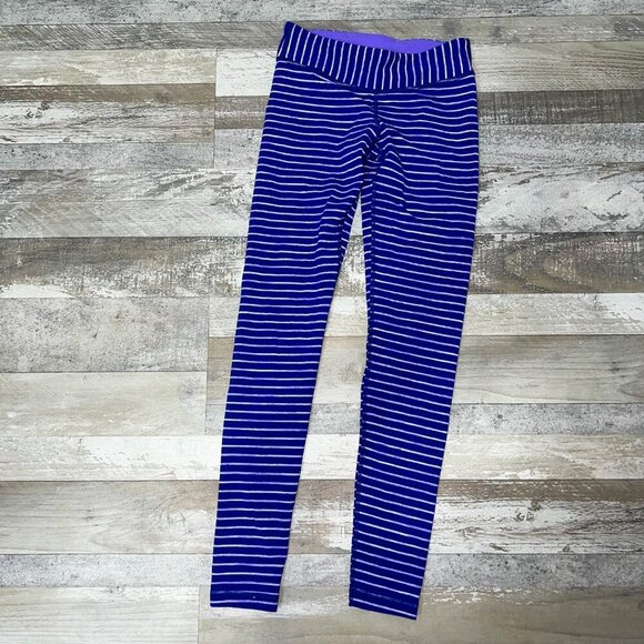Ivivva by Lululemon Girl's Blue Striped Leggings Size 10 - Picture 2 of 6